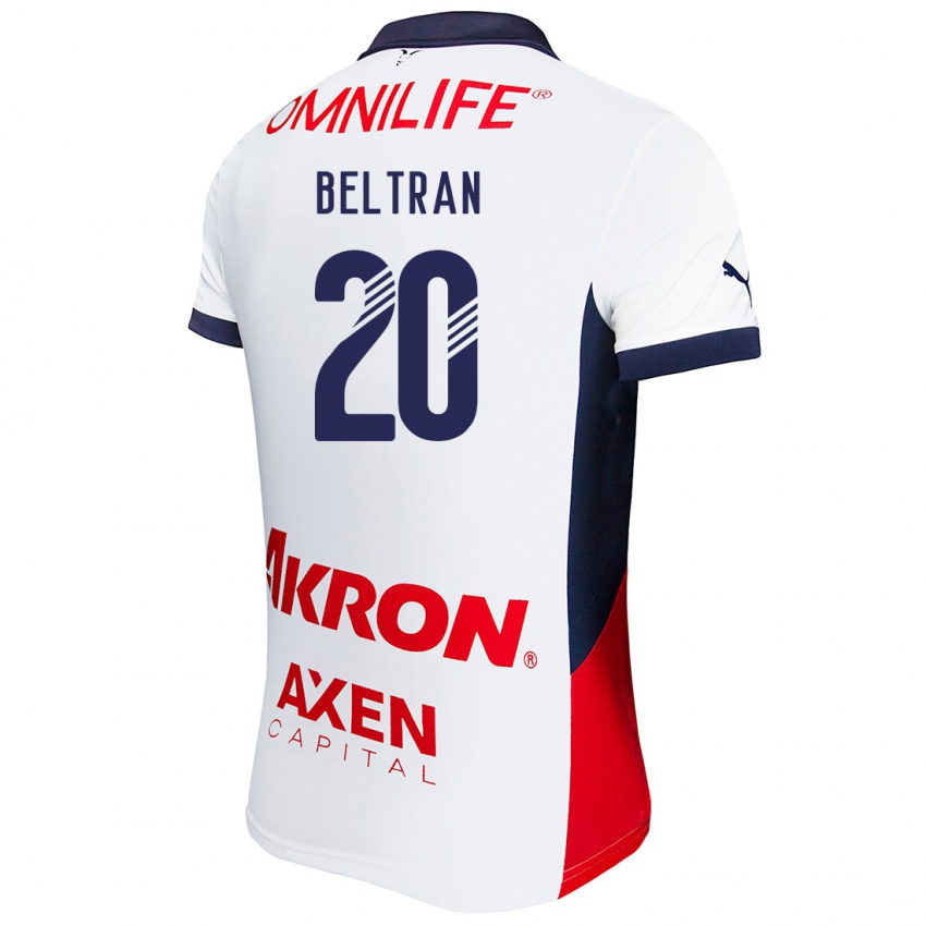 Niño Camiseta Fernando Beltrán #20 Blanco Rojo Azul 2ª Equipación 2024/25 La Camisa