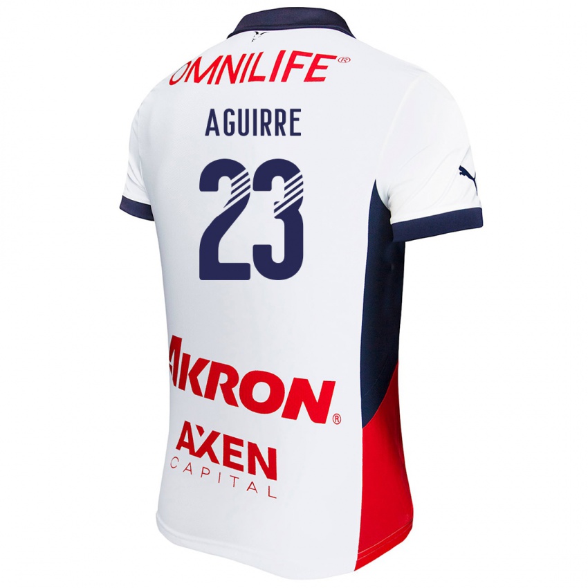 Niño Camiseta Daniel Aguirre #23 Blanco Rojo Azul 2ª Equipación 2024/25 La Camisa