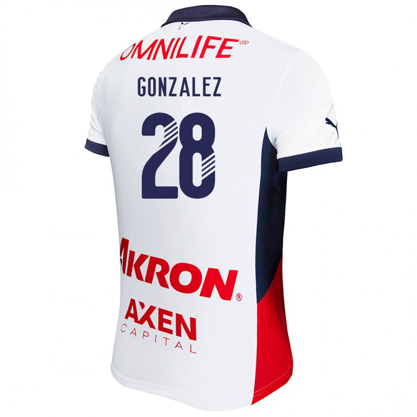 Niño Camiseta Fernando González #28 Blanco Rojo Azul 2ª Equipación 2024/25 La Camisa