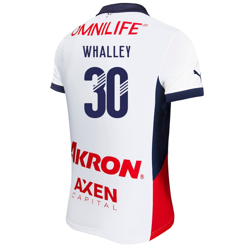 Niño Camiseta Óscar Whalley #30 Blanco Rojo Azul 2ª Equipación 2024/25 La Camisa