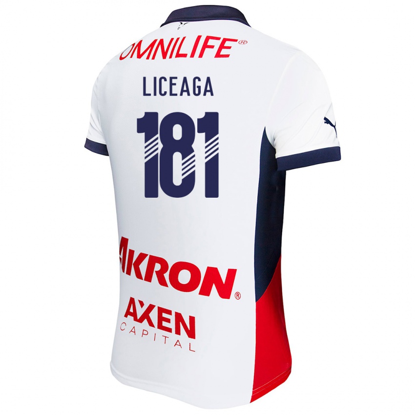 Niño Camiseta Juan Liceaga #181 Blanco Rojo Azul 2ª Equipación 2024/25 La Camisa