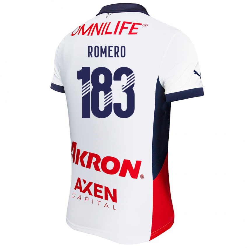 Niño Camiseta Javen Romero #183 Blanco Rojo Azul 2ª Equipación 2024/25 La Camisa