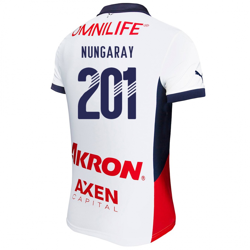 Niño Camiseta David Nungaray #201 Blanco Rojo Azul 2ª Equipación 2024/25 La Camisa