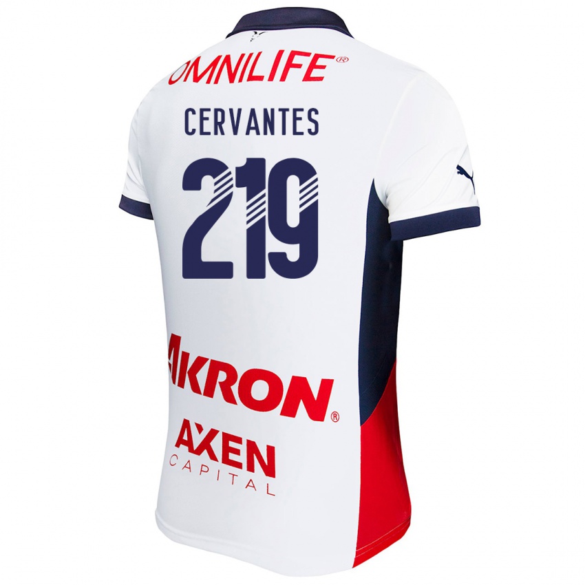 Niño Camiseta Daniel Cervantes #219 Blanco Rojo Azul 2ª Equipación 2024/25 La Camisa