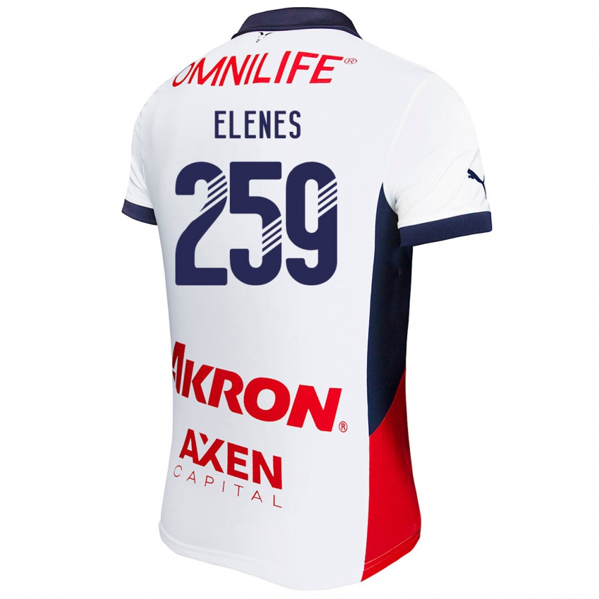 Niño Camiseta José Elenes #259 Blanco Rojo Azul 2ª Equipación 2024/25 La Camisa