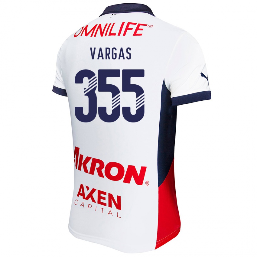 Niño Camiseta Edgar Vargas #355 Blanco Rojo Azul 2ª Equipación 2024/25 La Camisa