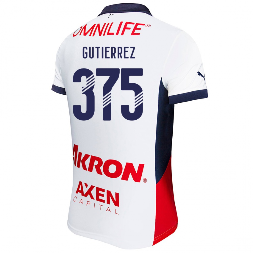 Niño Camiseta Gerson Gutiérrez #375 Blanco Rojo Azul 2ª Equipación 2024/25 La Camisa