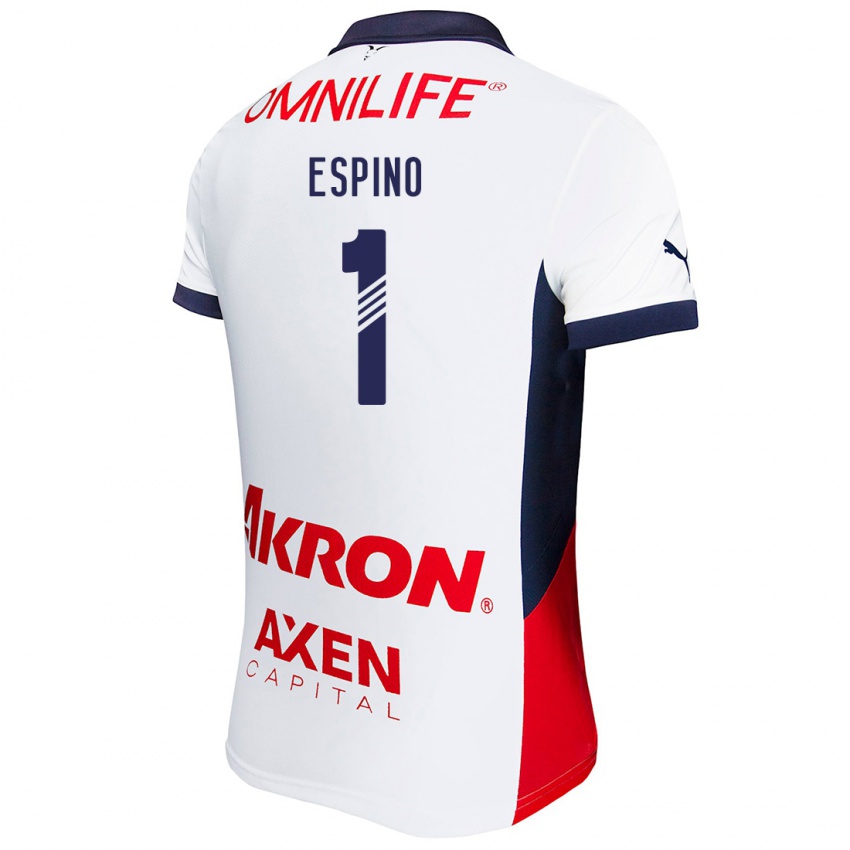 Niño Camiseta Celeste Espino #1 Blanco Rojo Azul 2ª Equipación 2024/25 La Camisa