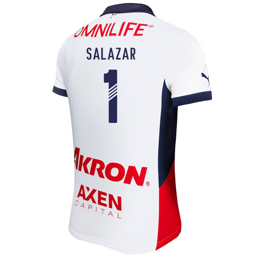 Niño Camiseta Viridiana Salazar #1 Blanco Rojo Azul 2ª Equipación 2024/25 La Camisa