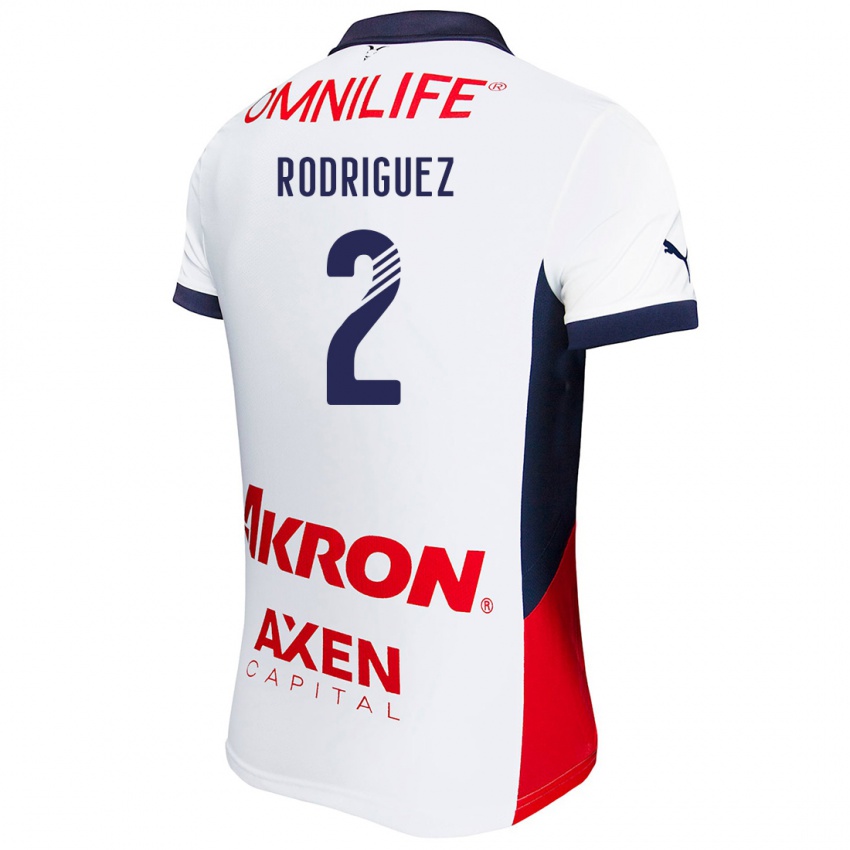 Niño Camiseta Jaqueline Rodríguez #2 Blanco Rojo Azul 2ª Equipación 2024/25 La Camisa