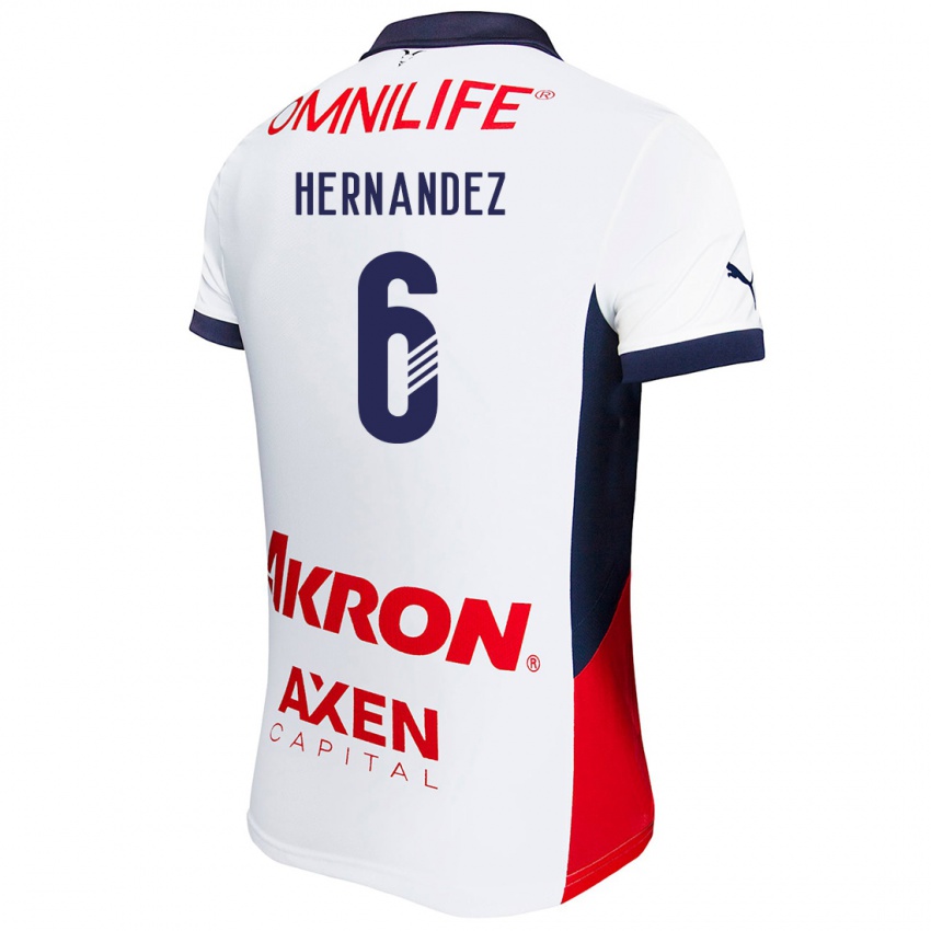 Niño Camiseta Ana Camila Hernández #6 Blanco Rojo Azul 2ª Equipación 2024/25 La Camisa