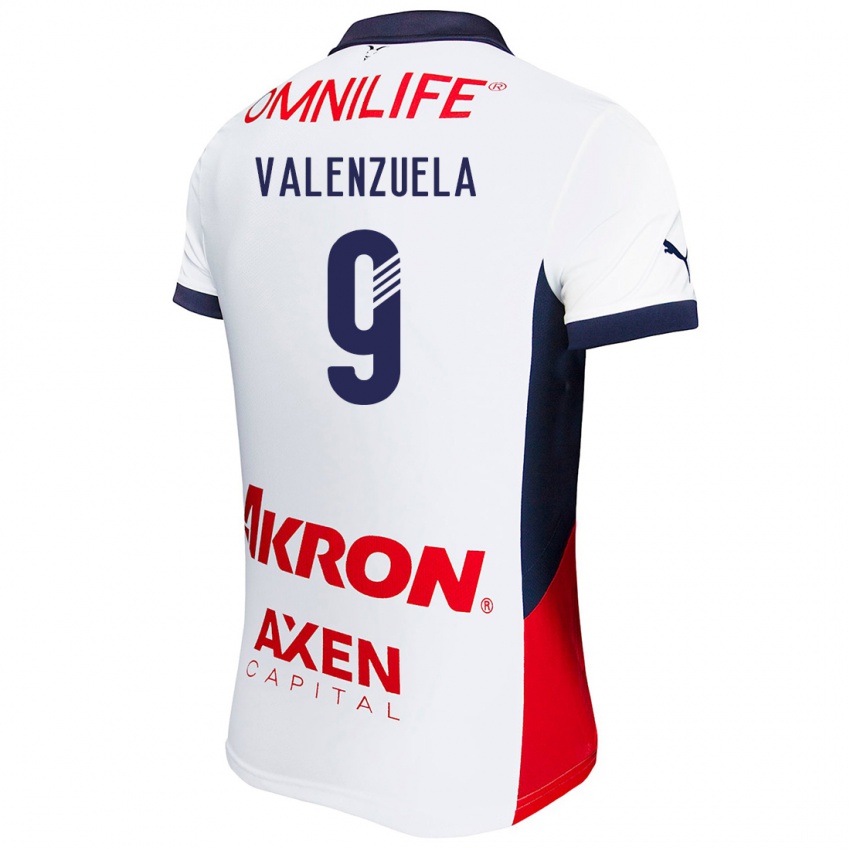 Niño Camiseta Gabriela Valenzuela #9 Blanco Rojo Azul 2ª Equipación 2024/25 La Camisa