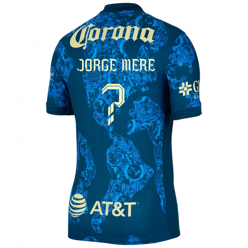 Niño Camiseta Jorge Meré #0 Azul Amarillo 2ª Equipación 2024/25 La Camisa