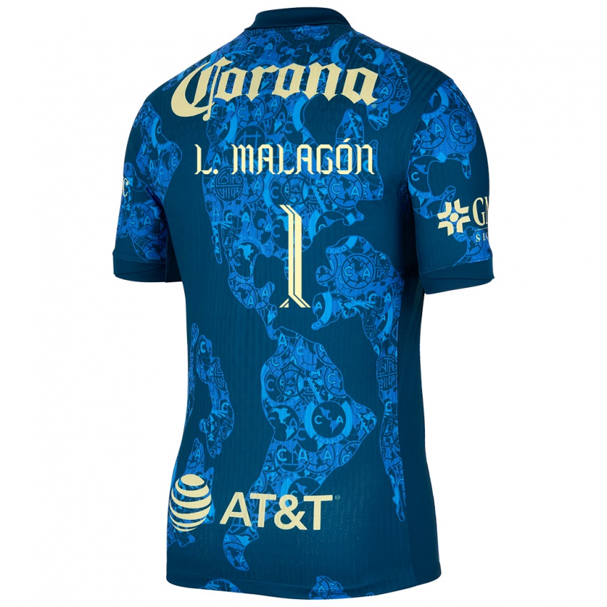 Niño Camiseta Luis Malagón #1 Azul Amarillo 2ª Equipación 2024/25 La Camisa