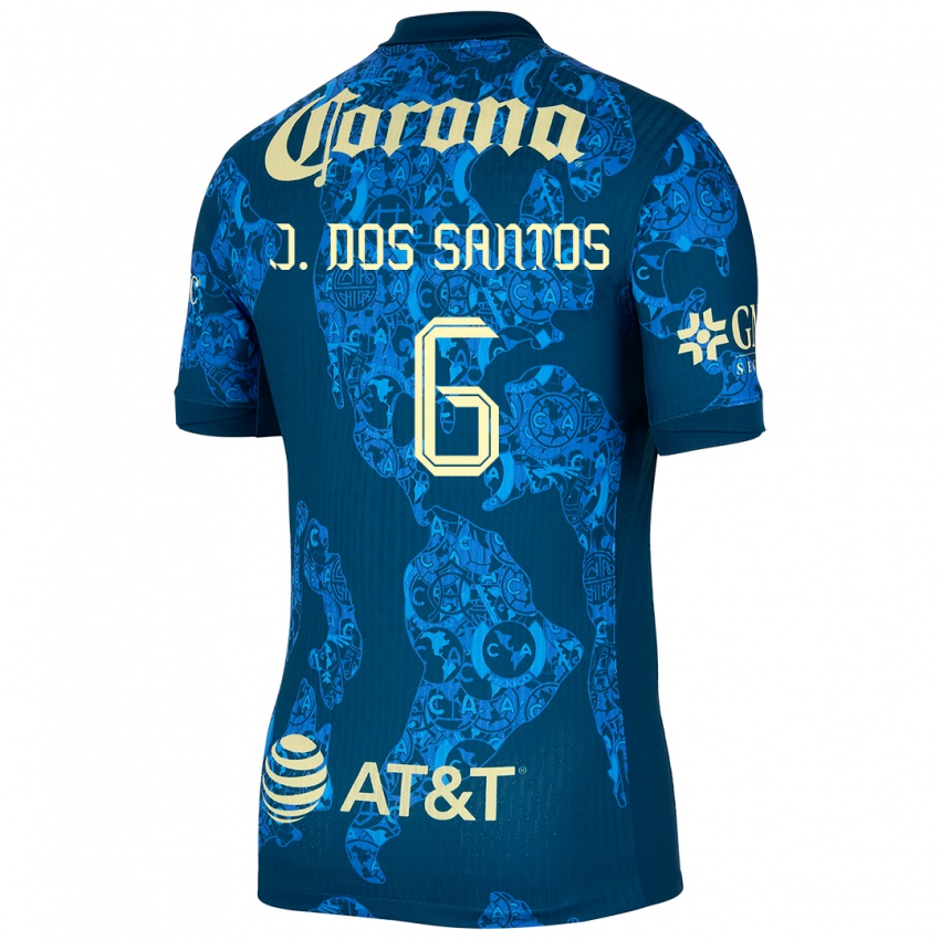 Niño Camiseta Jonathan Dos Santos #6 Azul Amarillo 2ª Equipación 2024/25 La Camisa