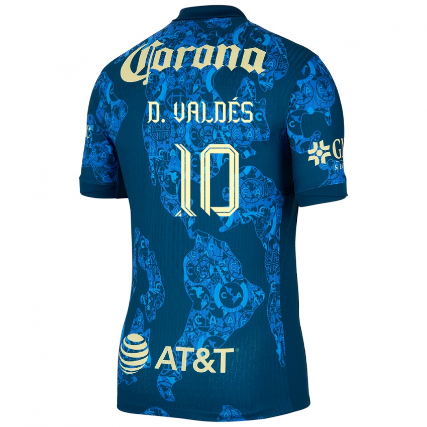 Niño Camiseta Diego Valdés #10 Azul Amarillo 2ª Equipación 2024/25 La Camisa