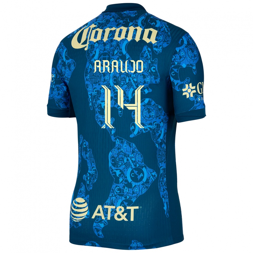 Niño Camiseta Néstor Araújo #14 Azul Amarillo 2ª Equipación 2024/25 La Camisa