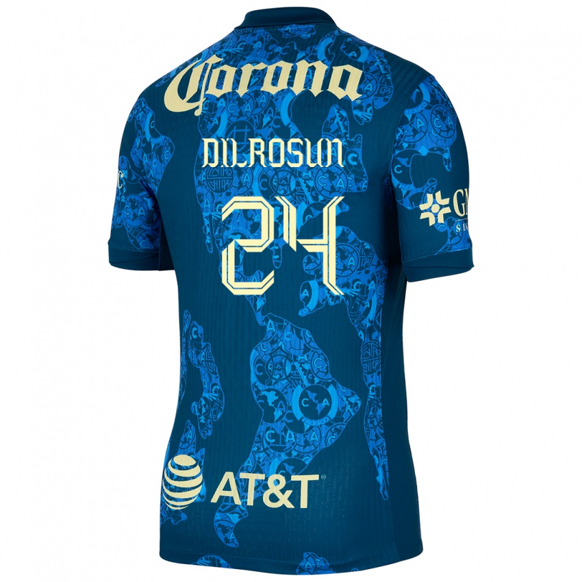 Niño Camiseta Javairô Dilrosun #24 Azul Amarillo 2ª Equipación 2024/25 La Camisa