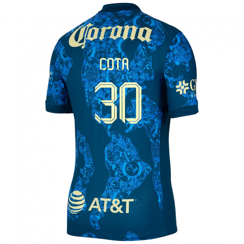 Niño Camiseta Rodolfo Cota #30 Azul Amarillo 2ª Equipación 2024/25 La Camisa