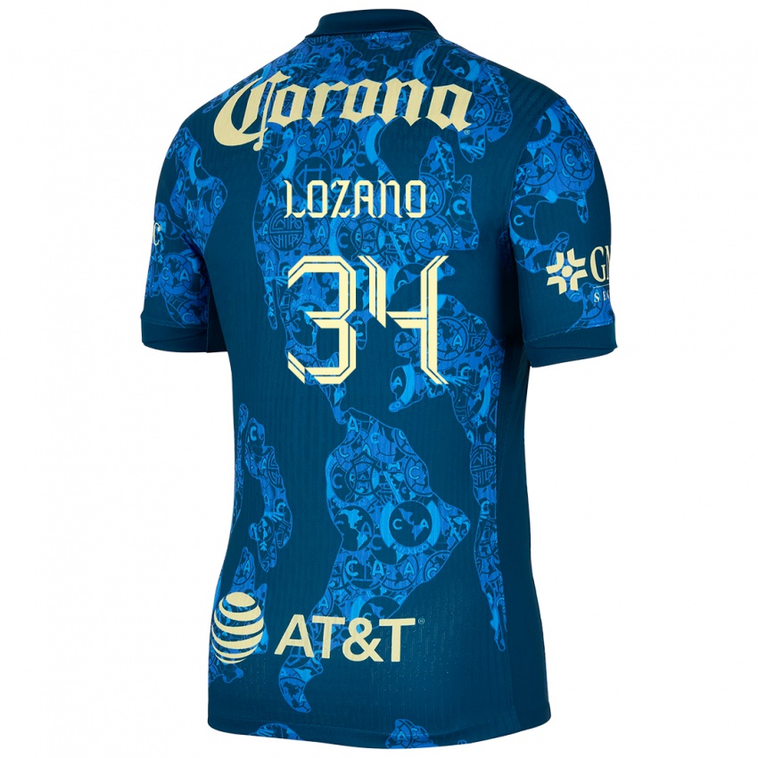 Niño Camiseta Esteban Lozano #34 Azul Amarillo 2ª Equipación 2024/25 La Camisa