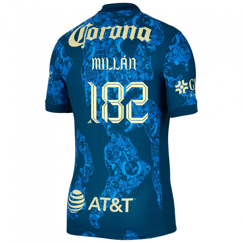 Niño Camiseta Daniel Millán #182 Azul Amarillo 2ª Equipación 2024/25 La Camisa