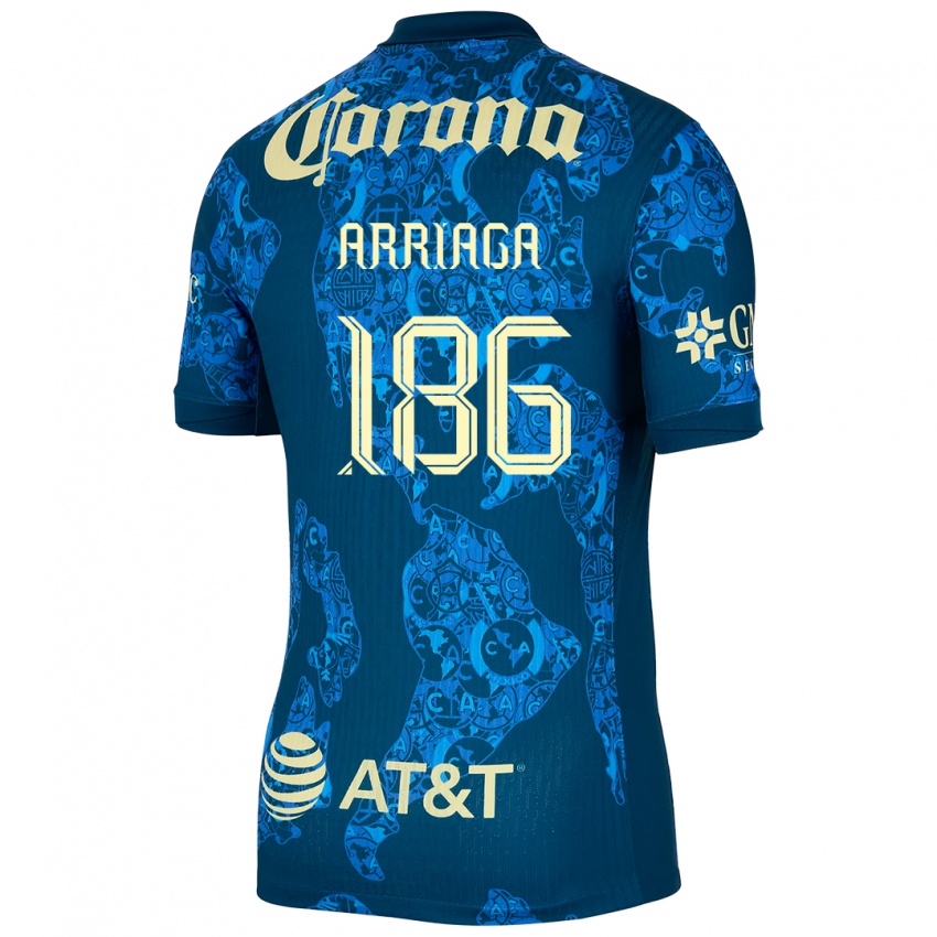 Niño Camiseta Diego Arriaga #186 Azul Amarillo 2ª Equipación 2024/25 La Camisa