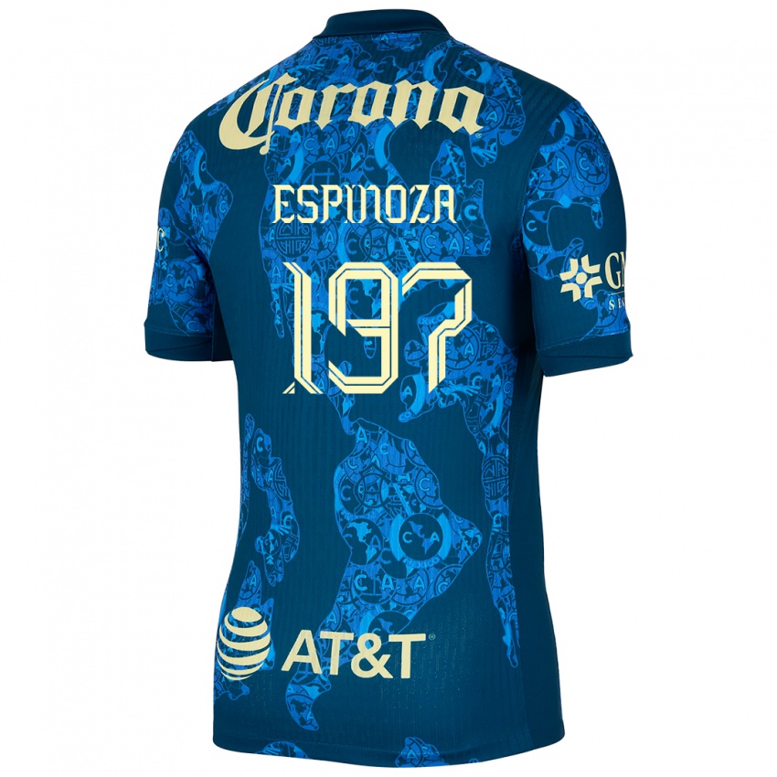 Niño Camiseta Dagoberto Espinoza #197 Azul Amarillo 2ª Equipación 2024/25 La Camisa