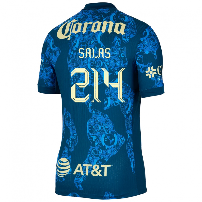 Niño Camiseta Patricio Salas #214 Azul Amarillo 2ª Equipación 2024/25 La Camisa