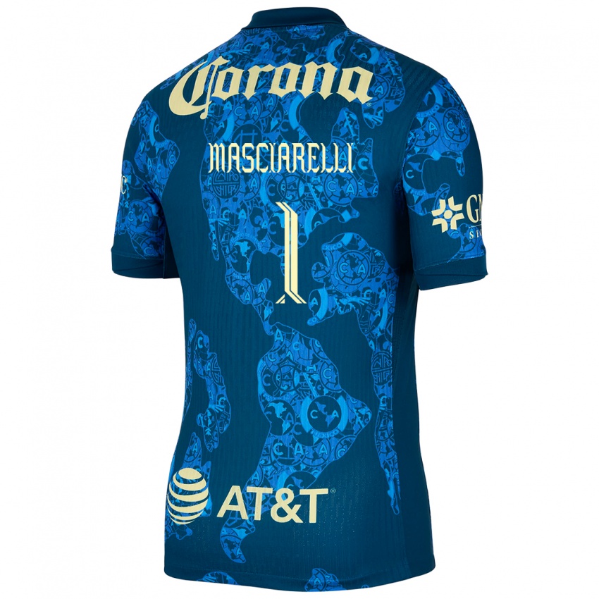 Niño Camiseta Renata Masciarelli #1 Azul Amarillo 2ª Equipación 2024/25 La Camisa