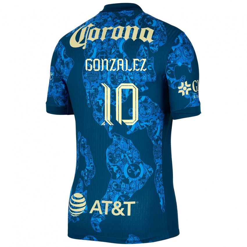 Niño Camiseta Alison Gonzalez #10 Azul Amarillo 2ª Equipación 2024/25 La Camisa