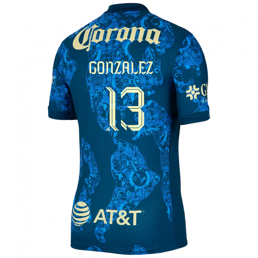 Niño Camiseta Eva Gonzalez #13 Azul Amarillo 2ª Equipación 2024/25 La Camisa