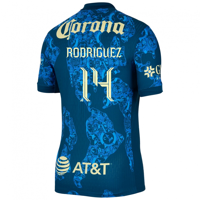 Niño Camiseta Monica Rodriguez #14 Azul Amarillo 2ª Equipación 2024/25 La Camisa