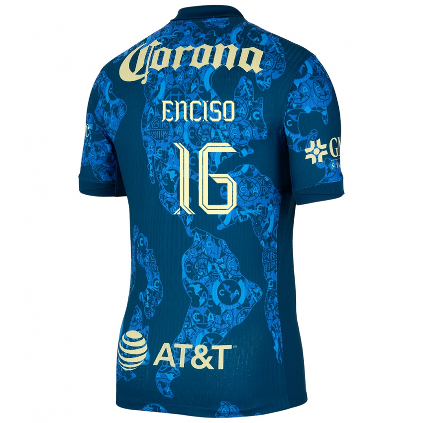 Niño Camiseta Sabrina Enciso #16 Azul Amarillo 2ª Equipación 2024/25 La Camisa