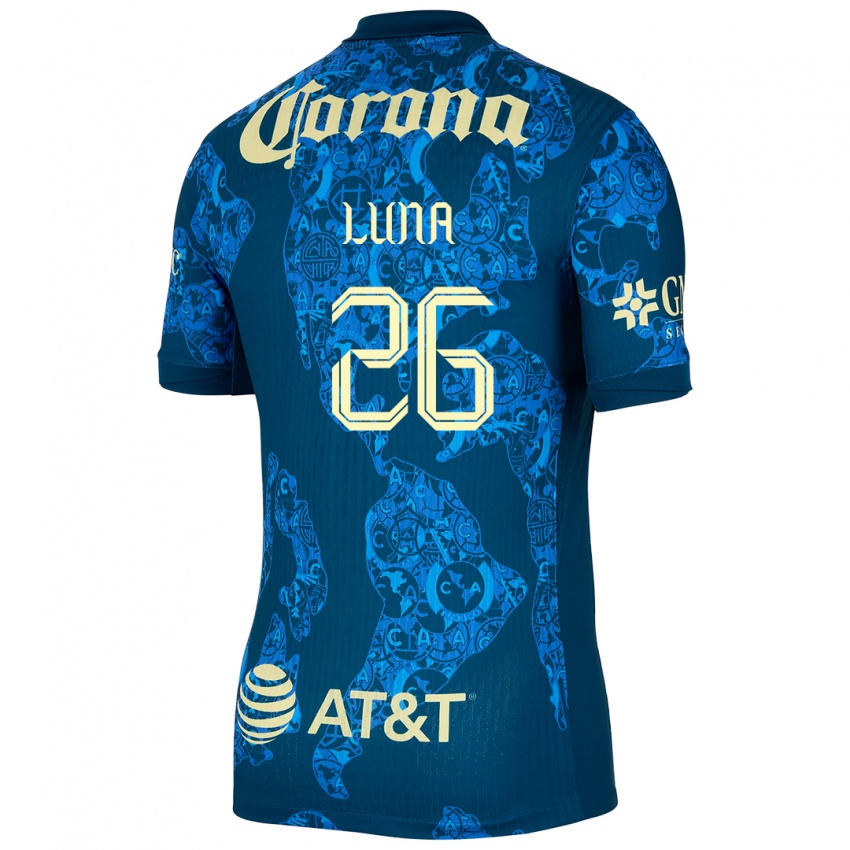 Niño Camiseta Karen Luna #26 Azul Amarillo 2ª Equipación 2024/25 La Camisa