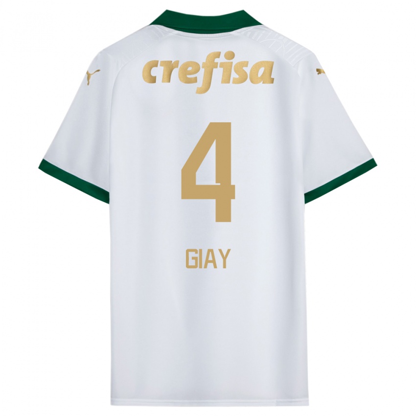 Niño Camiseta Agustín Giay #4 Blanco Verde 2ª Equipación 2024/25 La Camisa