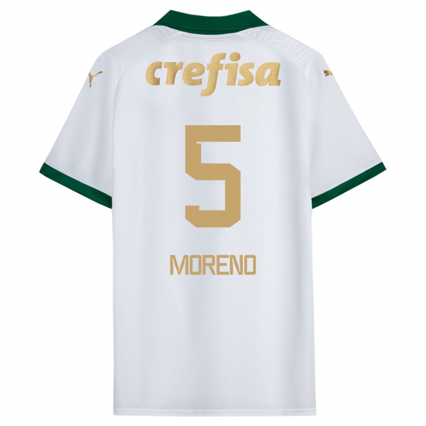 Niño Camiseta Aníbal Moreno #5 Blanco Verde 2ª Equipación 2024/25 La Camisa