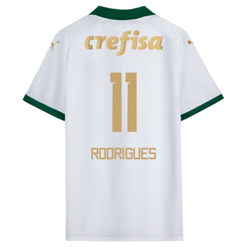 Niño Camiseta Bruno Rodrigues #11 Blanco Verde 2ª Equipación 2024/25 La Camisa