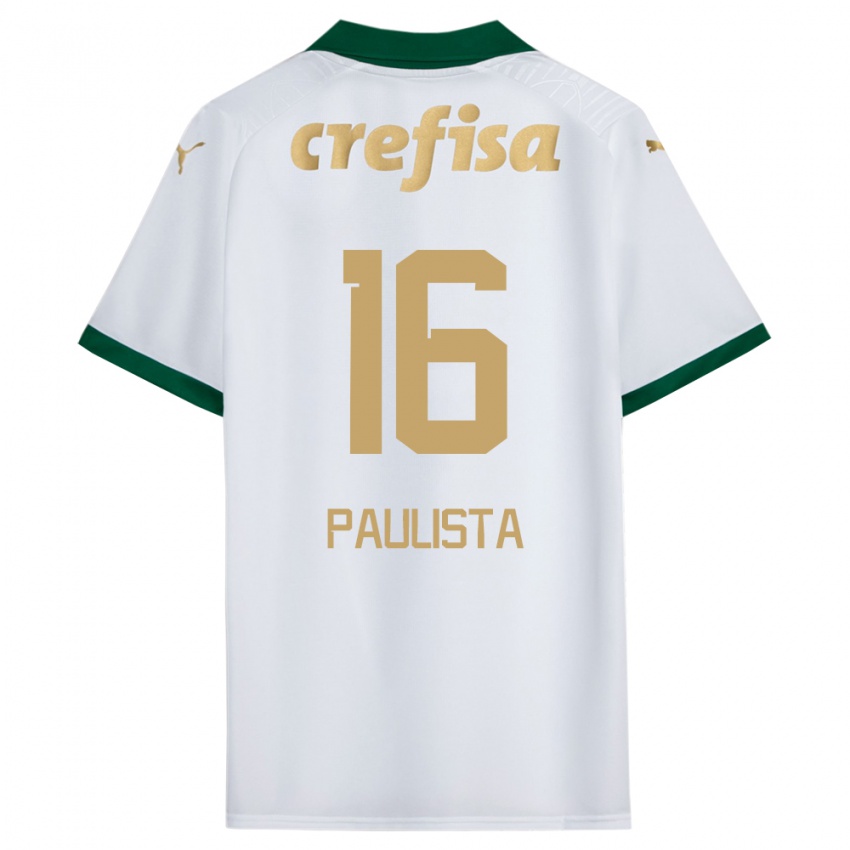 Niño Camiseta Caio Paulista #16 Blanco Verde 2ª Equipación 2024/25 La Camisa