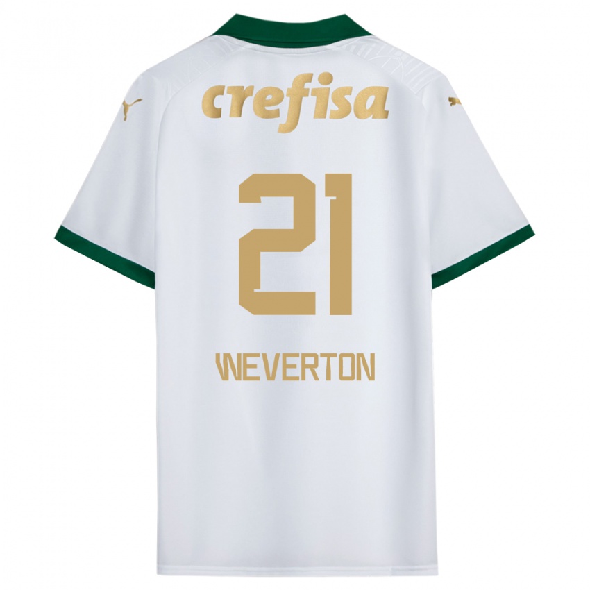 Niño Camiseta Weverton #21 Blanco Verde 2ª Equipación 2024/25 La Camisa