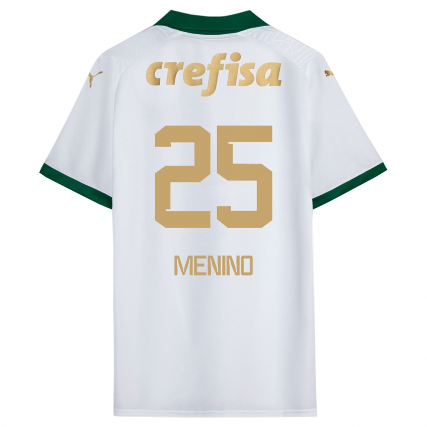 Niño Camiseta Gabriel Menino #25 Blanco Verde 2ª Equipación 2024/25 La Camisa