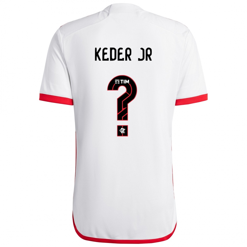 Niño Camiseta Keder Jr #0 Blanco Rojo 2ª Equipación 2024/25 La Camisa