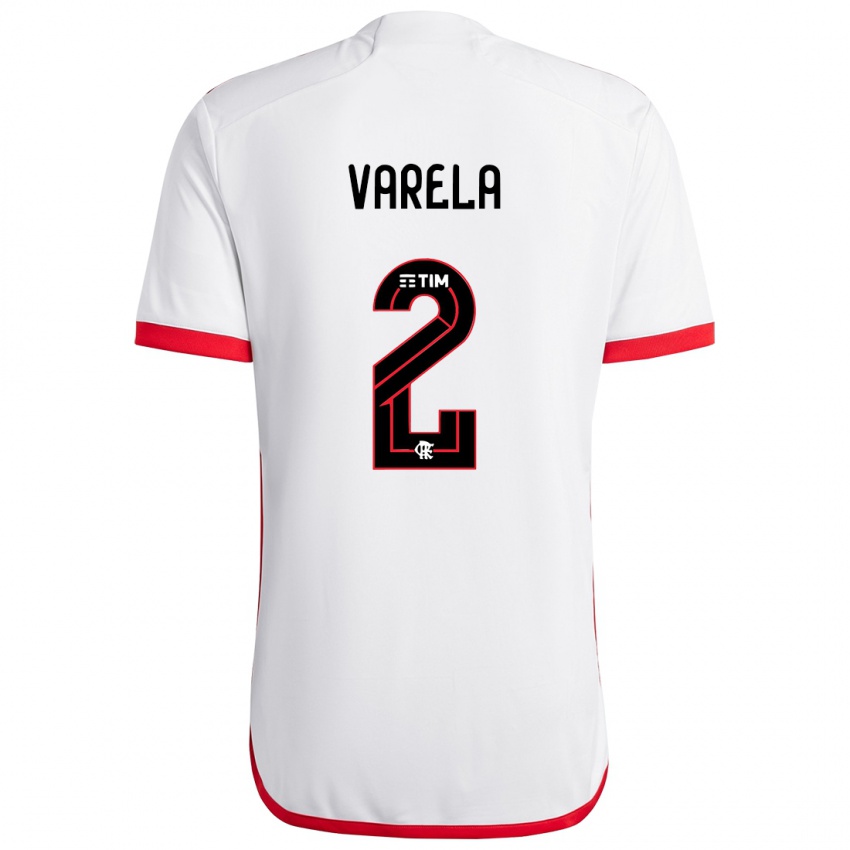 Niño Camiseta Guillermo Varela #2 Blanco Rojo 2ª Equipación 2024/25 La Camisa