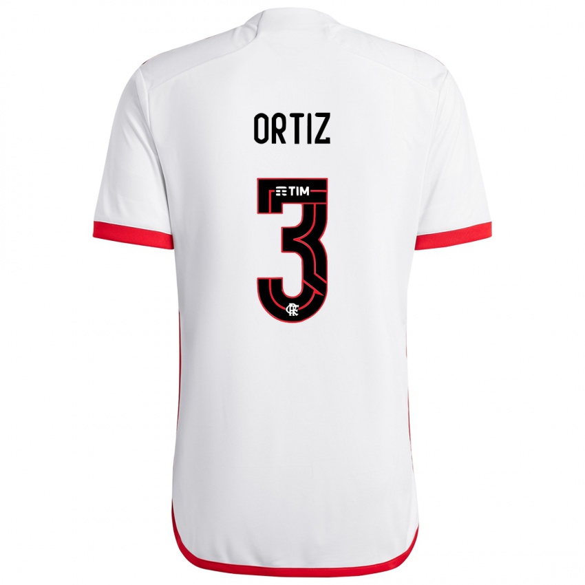 Niño Camiseta Léo Ortiz #3 Blanco Rojo 2ª Equipación 2024/25 La Camisa