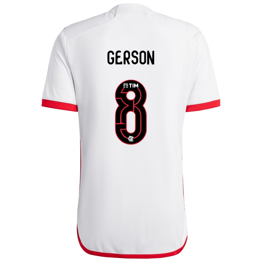 Niño Camiseta Gerson #8 Blanco Rojo 2ª Equipación 2024/25 La Camisa