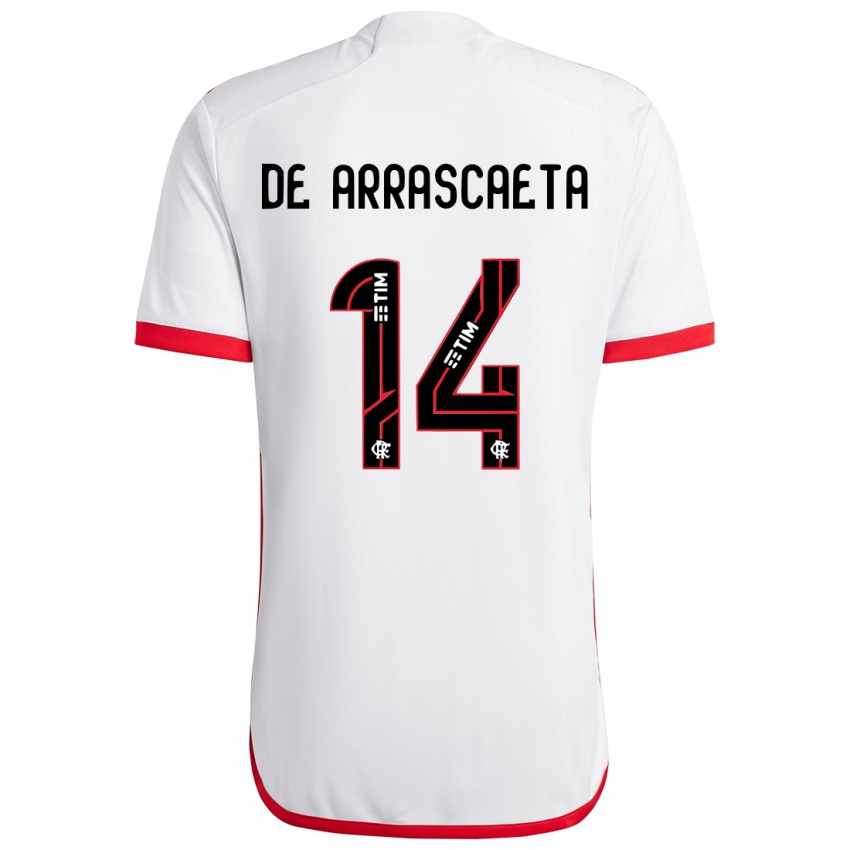 Niño Camiseta Giorgian De Arrascaeta #14 Blanco Rojo 2ª Equipación 2024/25 La Camisa