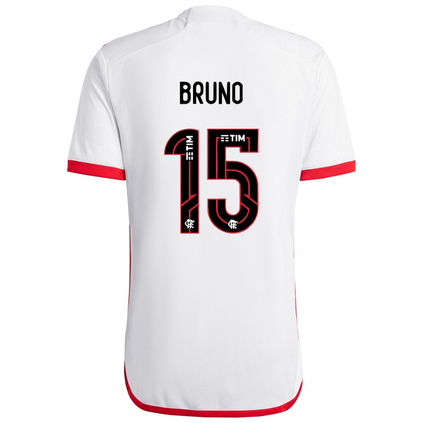 Niño Camiseta Fabrício Bruno #15 Blanco Rojo 2ª Equipación 2024/25 La Camisa