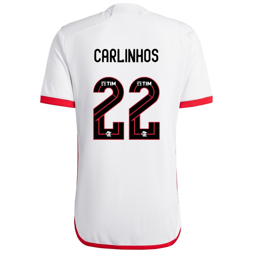 Niño Camiseta Carlinhos #22 Blanco Rojo 2ª Equipación 2024/25 La Camisa