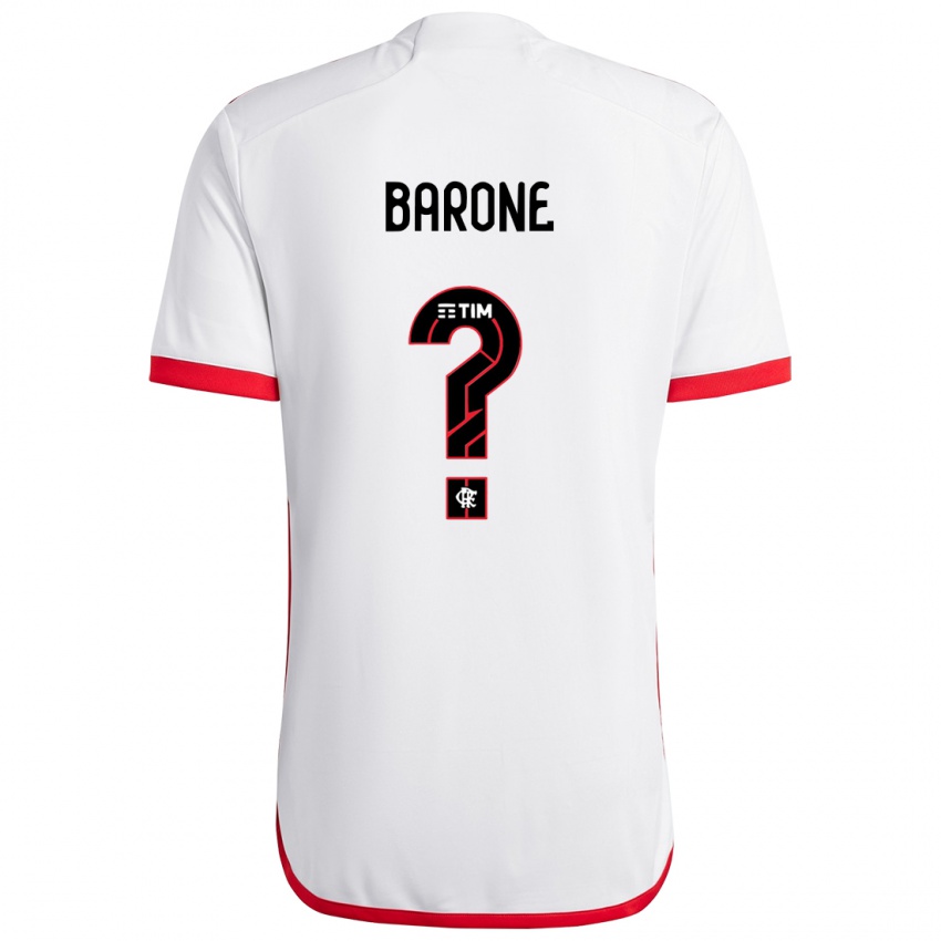 Niño Camiseta Caio Barone #0 Blanco Rojo 2ª Equipación 2024/25 La Camisa