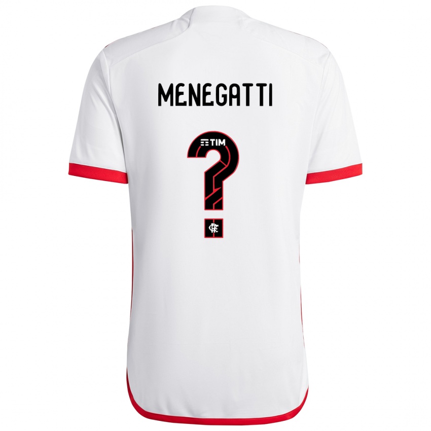 Niño Camiseta Kauan Menegatti #0 Blanco Rojo 2ª Equipación 2024/25 La Camisa