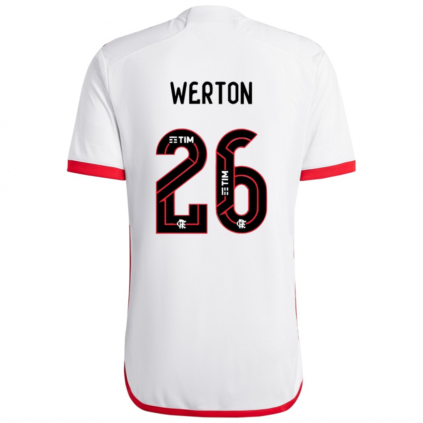 Niño Camiseta Werton #26 Blanco Rojo 2ª Equipación 2024/25 La Camisa